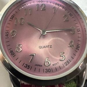 STRIPED RIBBON WATCH- pink